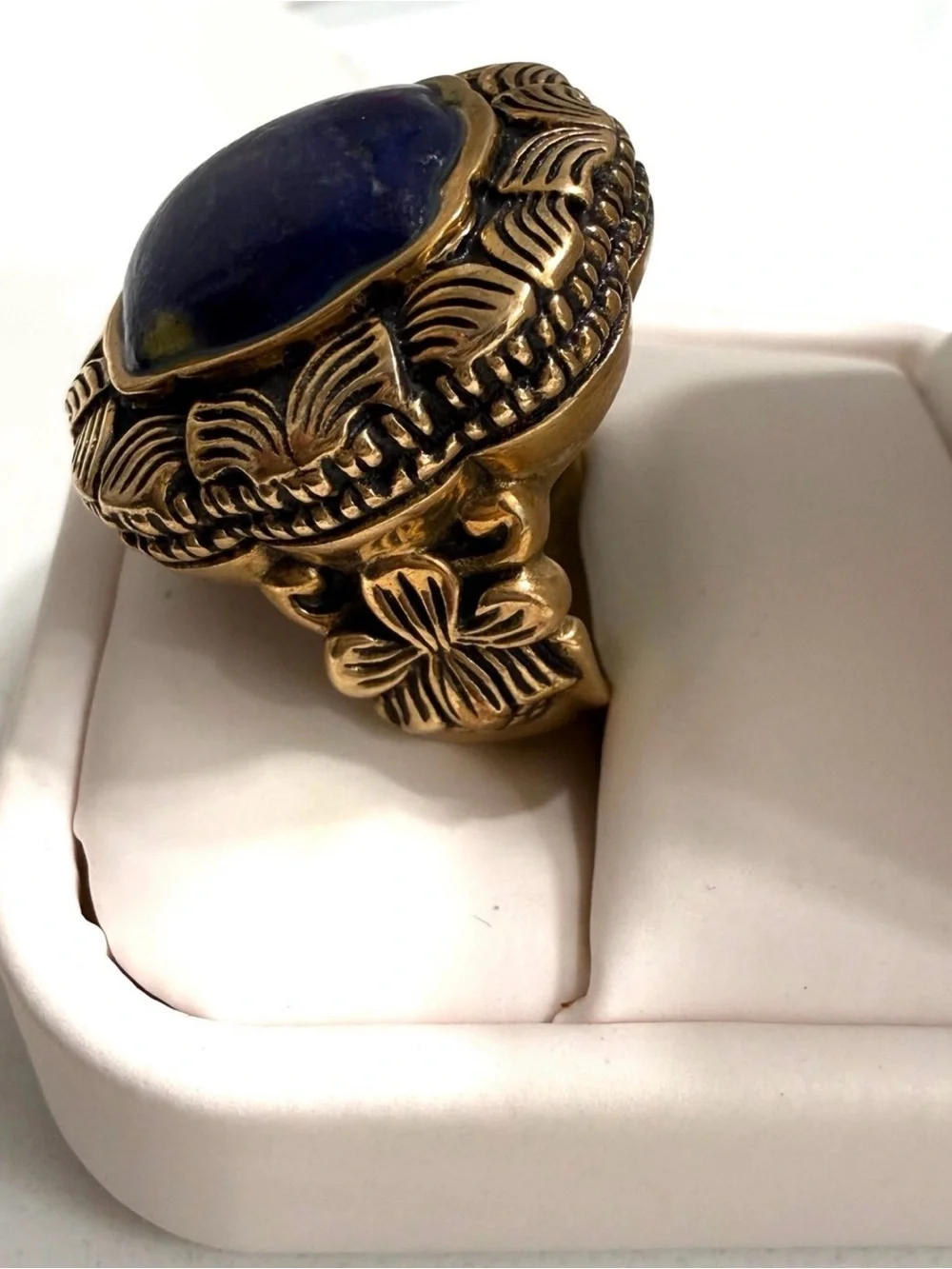 Vintage Studio Barse Thai Bronze Lapis Lazuli Statement Ring Size 9 Heavy 17.8g
